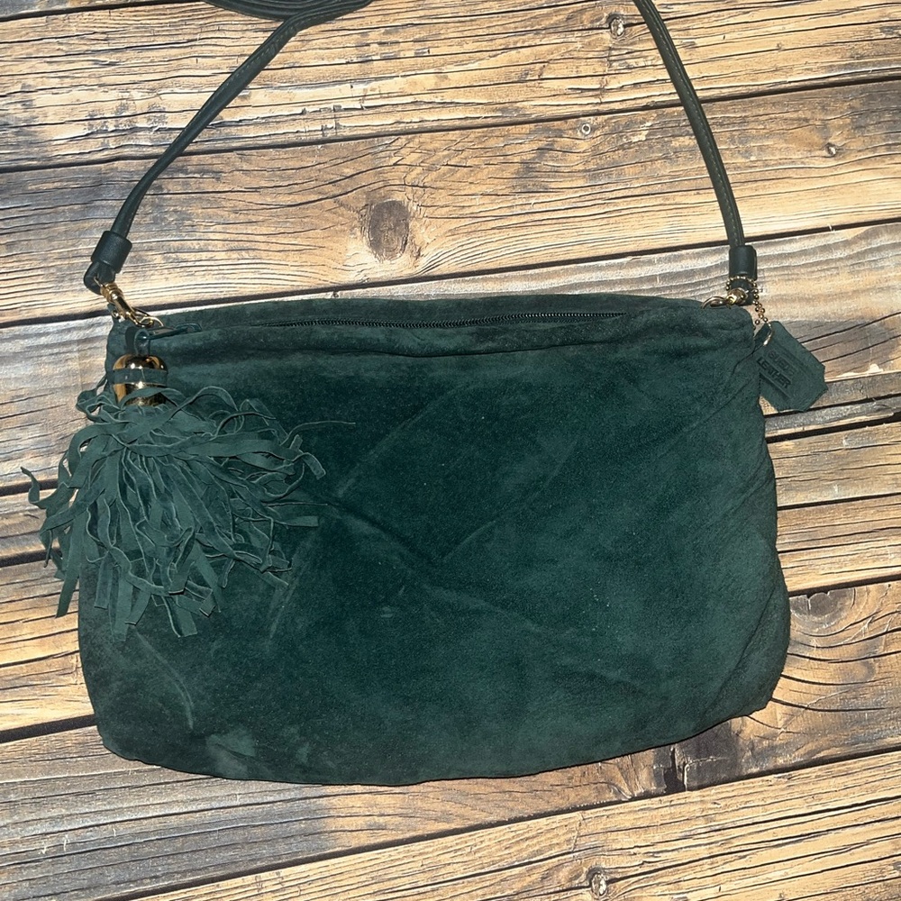Bechamel Dark‎ Green Suede Shoulder Bag